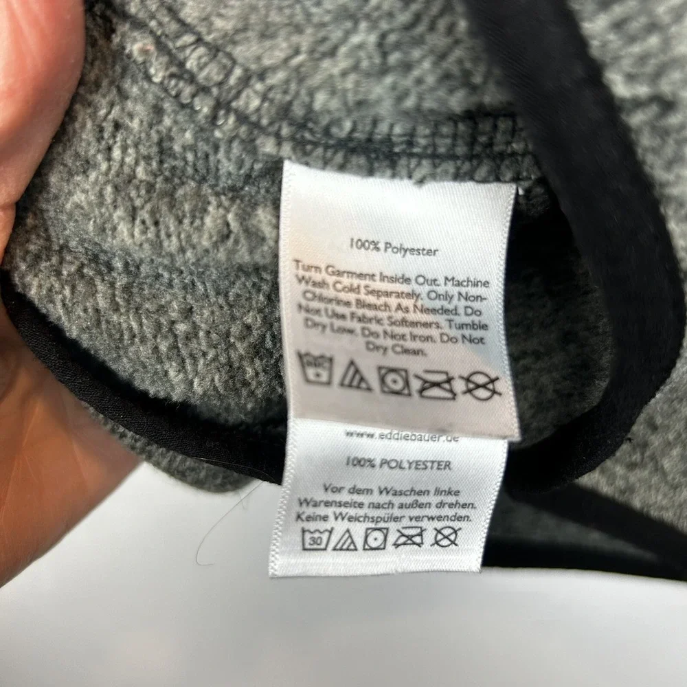Eddie Bauer Sweatshirt Womens L Pullover 1/4 Snap Gray Heather Fleece Cozy